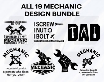Mechanic Design Bundle, Mechanic Meme & Quotes, SVG, PNG (Digital Prints)