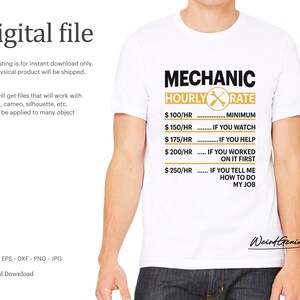 Mechanic Rates Meme Funny Mechanic Hourly Rate SVG, Mechanic Meme, Cut File (digital ...