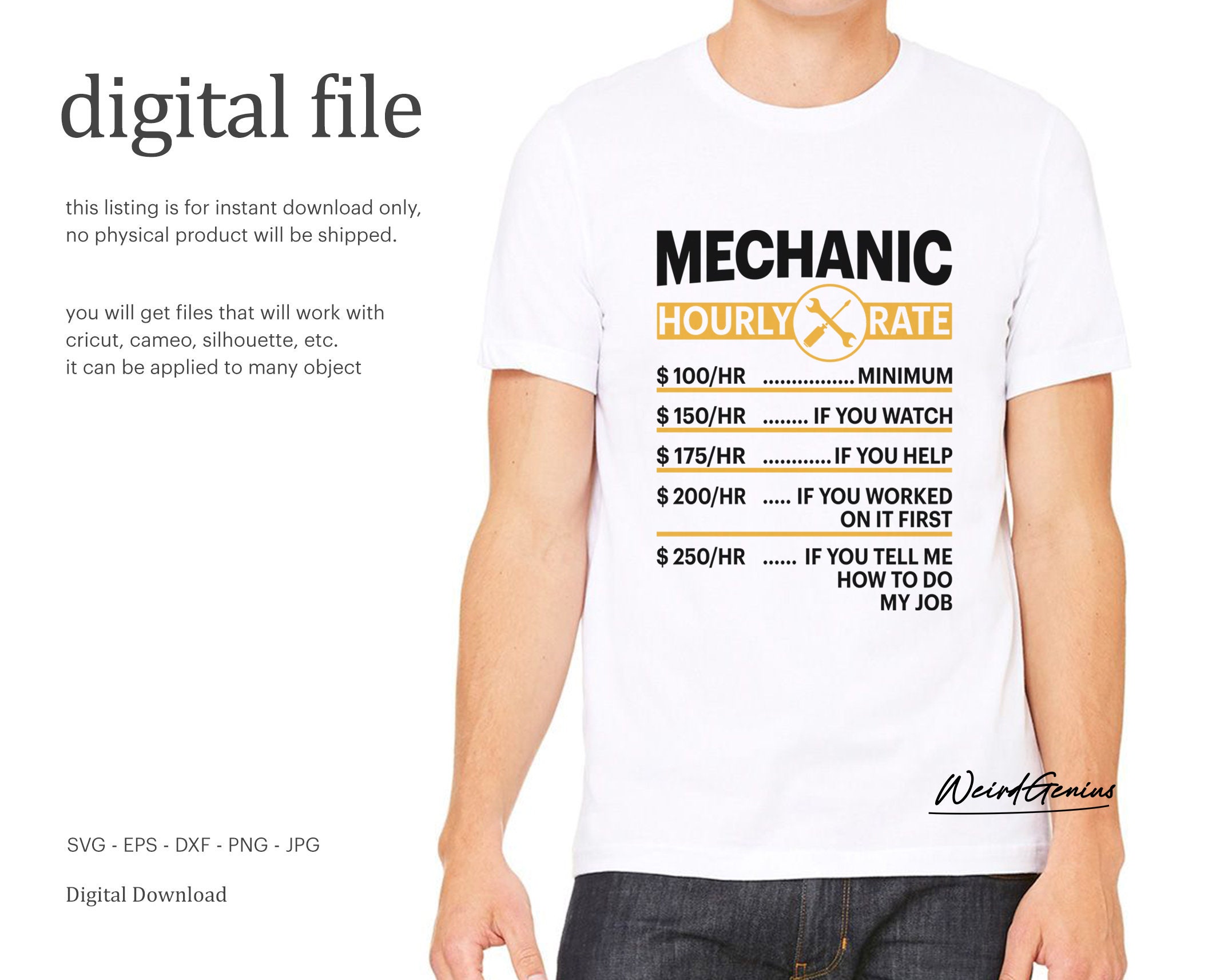 Mechanic Rates Meme Funny Mechanic Hourly Rate SVG, Mechanic Meme, Cut File (digital ...