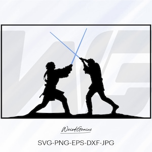 StrWars SVG, StarWar Jedi Battle Obi Wan vs Anakin Silhouette. Jedi Battle Silhouette, Jedi SVG, High Quality File, Cut File For Cricut, Svg