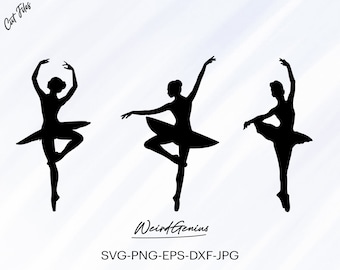 Paquete SVG de silueta de bailarina, calcomanía de ballet (descarga digital)