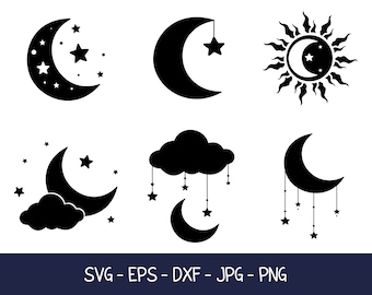 Moon Stars Svg Etsy