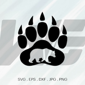 Grizzly Bear Claw Paw SVG, Bear Paw SVG, Grizzly Bear Paw Claw, SVG, Cut File Voor cricut, Clipart, Vector, Silhoutte, Laser cut File.