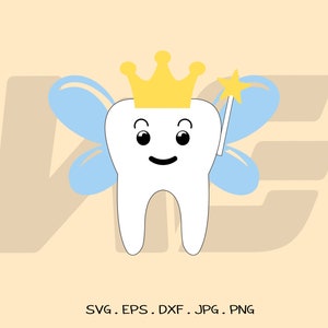 Tooth Fair SVG, Tooth Fairy Clipart, tooth Svg, Cut File For cricut, Clipart, Digital Download, Vector, Silhoutte, Svg, Eps, Dxf, Png, Jpg.
