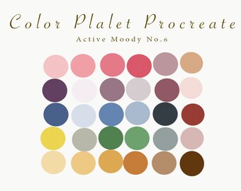 color palette procreate ,Active moody 30 swatch color
