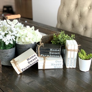Mini wood books / farmhouse books / book stack / mini wood book stack / personalized / custom / sale ( 1 set of books)