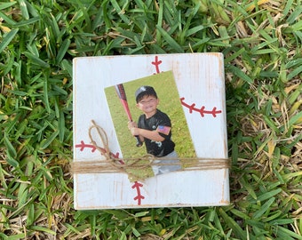 Baseball photo holder / baseball picture frame / baseball sign / kids room / teens room / baseball decor / sports / baseball gift