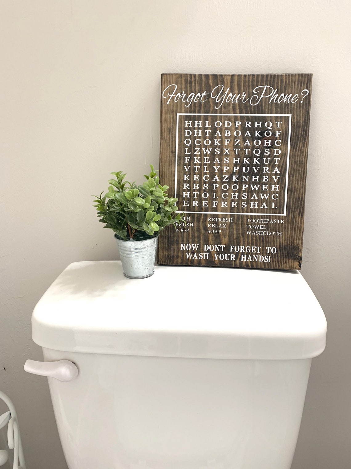 Bathroom Word Search Sign / Bathroom Decor / Humor Sign / Etsy