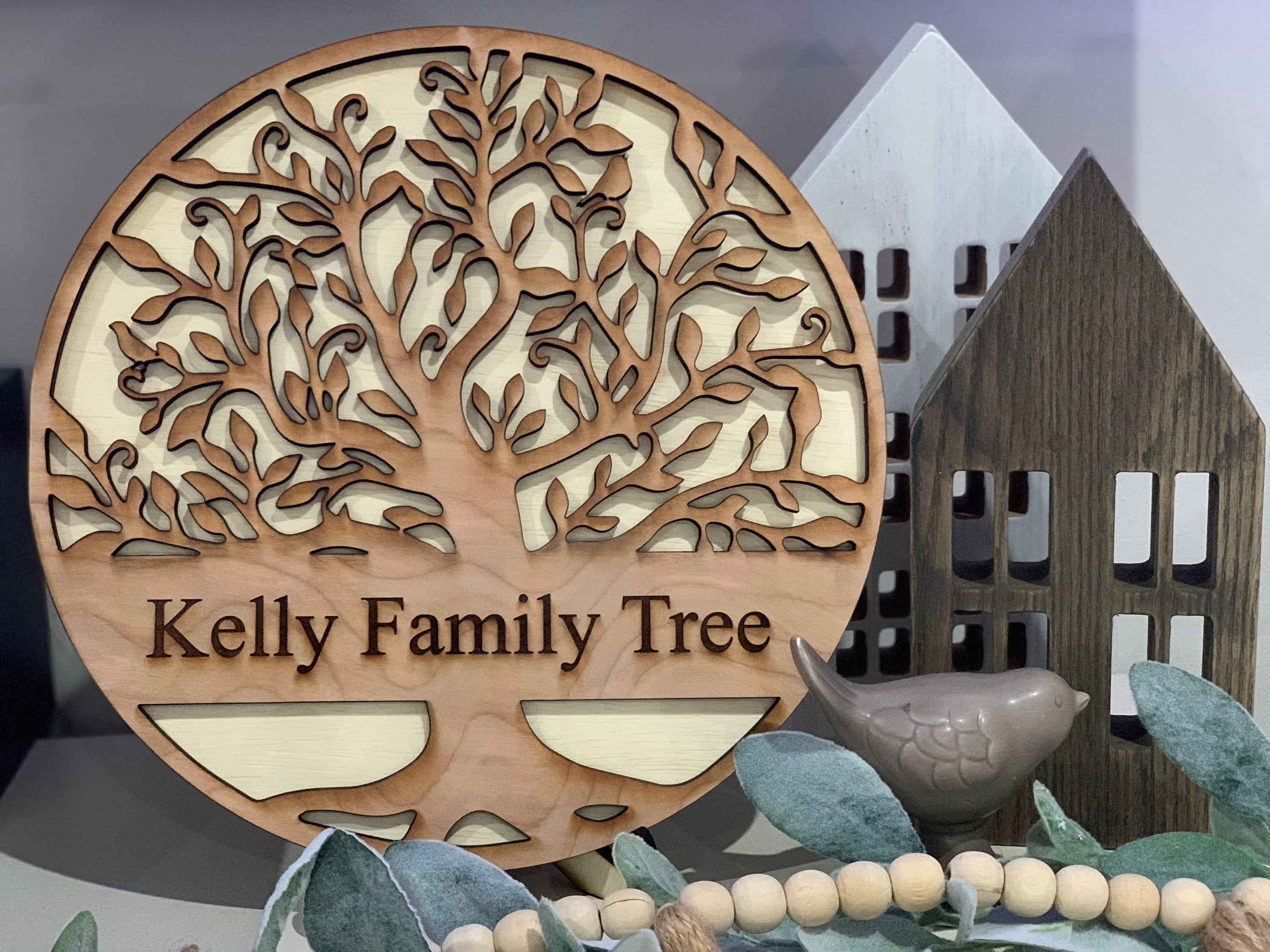 Family tree sign / 3D Layered wood sign / Wall decor / Family Etsy