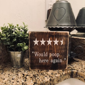 Bathroom rating sign / Block Sign / bathroom sign / star rating / wood block / bathroom review / restroom decor / powder room
