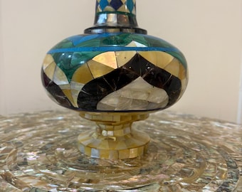 Abalone & Mother of Pearl Inlay Vase: Coastal Luxury Decor