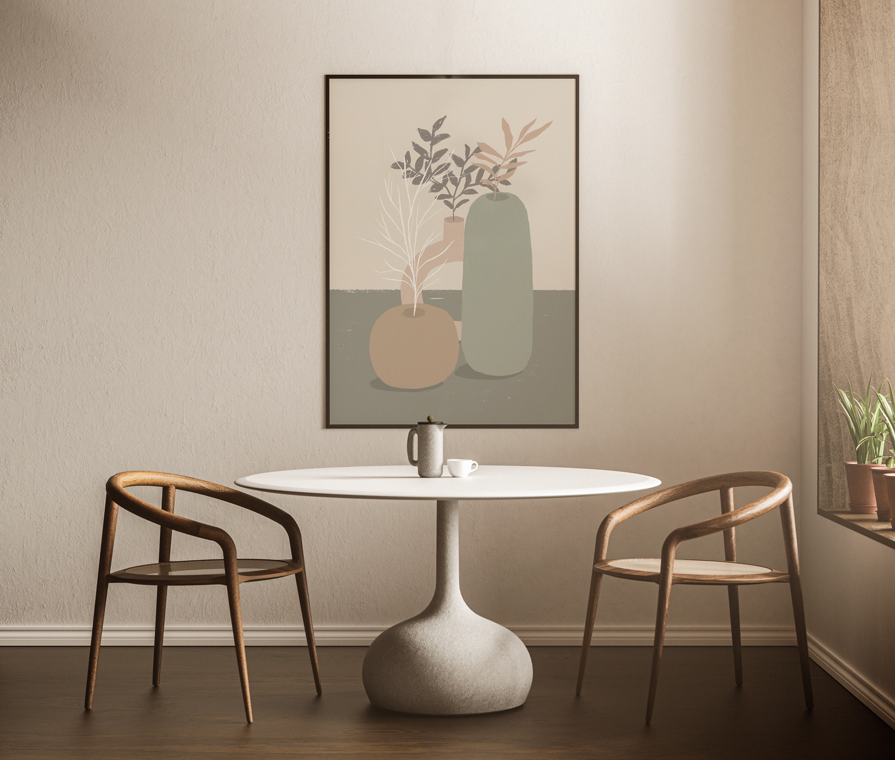 Printable Wall Art Green Beige Vases Art Bedroom Wall Art | Etsy