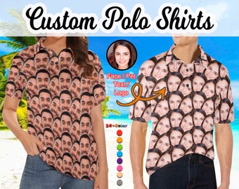 Custom Face Polo Shirt: Personalized Photo Golf Tee