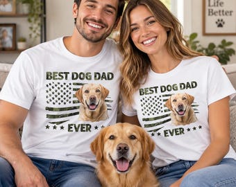 Custom Dog Dad T Shirt, Personalized Pet Face Shirt, Golden Retriever Dad Shirt, Funny Dog Lover Shirt, Dog Owner Gift