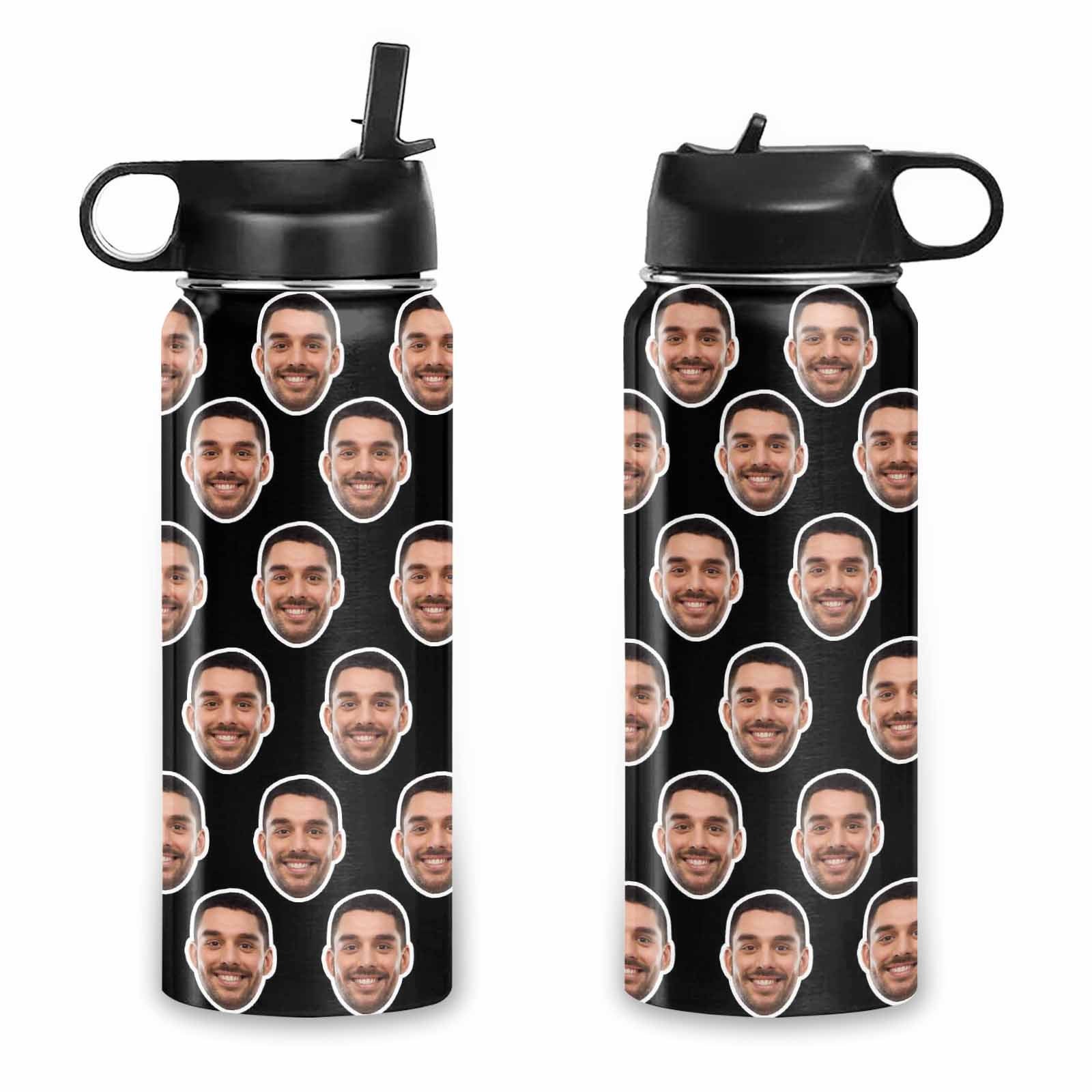Personalized Face Water Bottle: Insulated Stainless Steel Travel Bottle