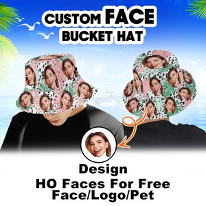 Custom Faces Bucket Boonie Hat, Personalized Photo Holiday Hawaii Hat, Custom Fisherman Hat, Outdoor Summer Cap Hat, Gifts for Boyfriend