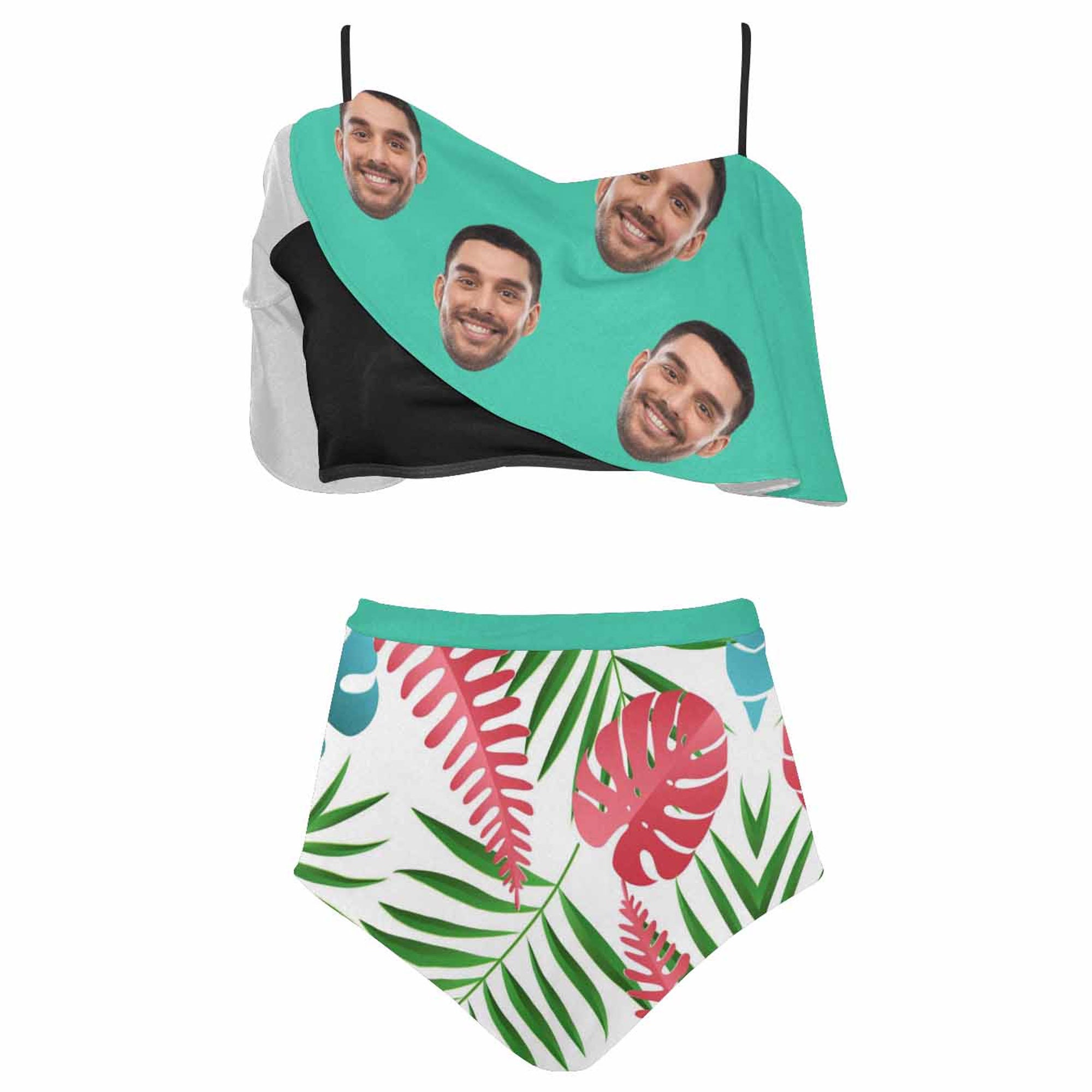 Custom Face Swimsuit Funny Bathing Suit High Waist Flounce Etsy UK