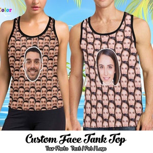 Custom Face Tank Top, Personalized Photo Sleeveless T-Shirt, Custom Dog Cat Women Tank Top, Funny Gift for Girlfriend, Bachelor Party Gift