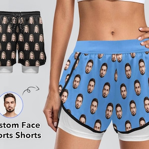 Custom Face Sports Shorts, Personalized Photo Sports Shorts Gifts, Men Women Athletic Shorts, Workout Shorts with Liner, Gym Running Shorts
