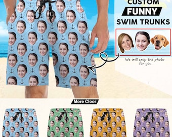 Personalized Face Swim Trunks: Custom Beach Shorts, Photo Gift