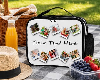 Personalized Photo Lunch Bag, Custom Family Picture Lunch Tote, Back to School Gift, Custom Name Lunch Box, Work School Bag