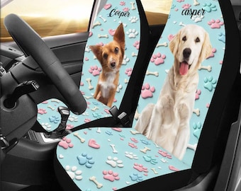 Personalized Dog Car Seat Cover, Custom Pet Portrait Car Accessories, Waterproof Scratch Resistant Seat, Dog Lover Gift for Car Travel
