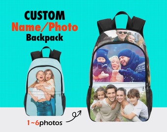 Personalised Kids Backpack with Photo, Custom School Bag for Girls Boys, Travel Backpack, Back to School Gifts, Daughter Son Gifts, 17 inch