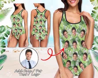 Custom Face Swimsuit ,Personalized Hawaiian Swimsuit with Photo ,Customize Picture Bikini Swimwear ,Beach Bachelor Party Women Swimsuit