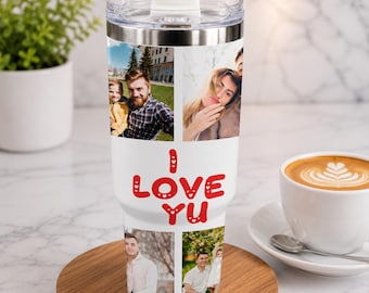 Personalized Photo Tumbler, Custom Picture Tumbler, Family Photo Travel Mug, I Love You Gift, Custom Coffee Cup for Mom Dad Wife Husband