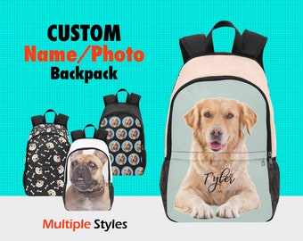 Custom Dog Backpack, Kids School Bag, Personalized School Bag for Girls Boys, Travel Bag, Back to School Gift, Daughter Son Gift, 17 inch