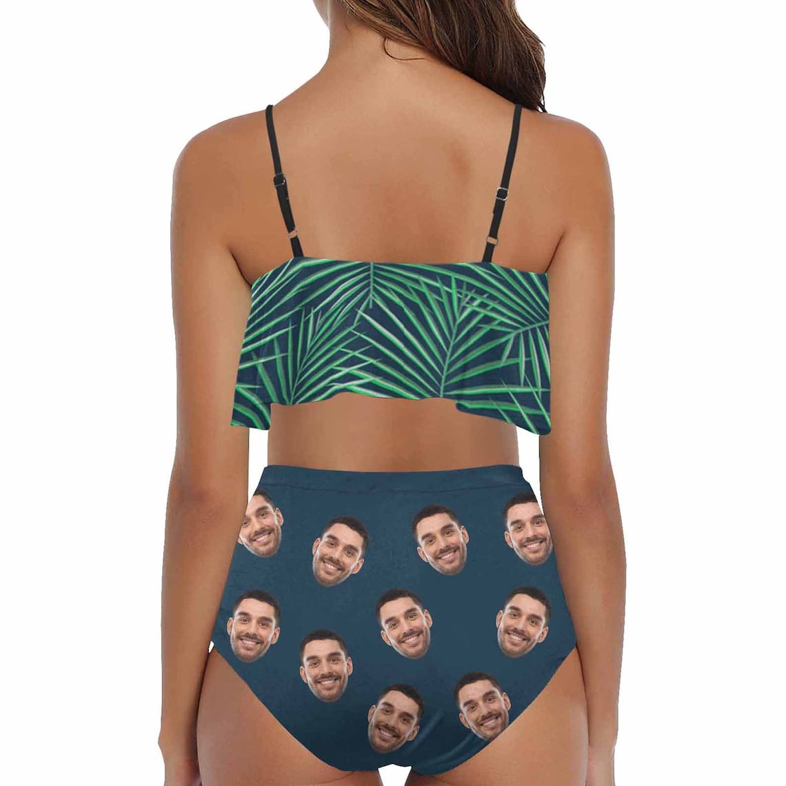 Custom Face Swimsuit Funny Bathing Suit High Waist Flounce Etsy