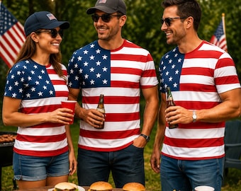 Full Print American Flag Shirt, Patriotic USA T Shirt, Red White Blue Shirt, Freedom Gift, Veterans Day Shirt, USA Pride Shirt