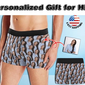 Boxers personalizados para marido, cuecas personalizadas para o rosto, boxers com rosto, cuecas boxer personalizadas com foto, presentes engraçados de cuecas com foto