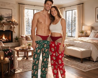 Custom Face Christmas Pajama Pants, Personalized Photo PJ Pants, Funny Couples Christmas Gift, Matching Holiday Sleepwear