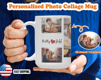 Personalisierte Foto-Bild-Collage-Tasse, Sublimations-Foto-Kaffeetasse, individuelle Tasse aus Bildern, Geschenk für Paare, Mutter, Ehefrau, Valentinstagsgeschenke