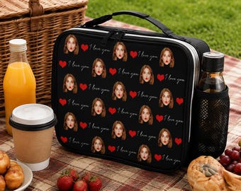 Custom Face Photo Lunch Bag, Personalized Face Insulated Lunch Box, Anniversary Gift, Back to School Gift, Birthday Gift