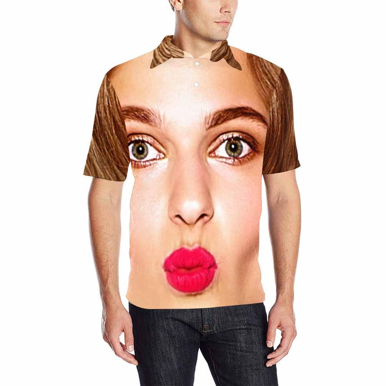 Personalized Face Polo Shirt,Custom Photo Golf Shirt,Funny Couple Matching Shirts,Gift for Boyfriend Girlfriend,Summer Vacation Outfit