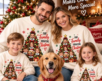 Custom Family Photo Christmas Sweatshirt, Personalized Face Sweater, Matching Christmas Shirts, Family & Pet Holiday Gift