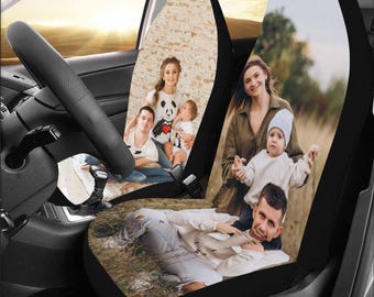 Custom Car Seat Covers with Your Photos Personalized Auto Seat Protector Family Memory Car Decor Unique Gift for Couples