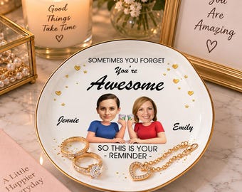 Custom Jewelry Dish, Personalized Best Friend Gift, Custom Portrait Ring Dish, Friendship Gift for Her, Bestie Birthday Gift