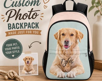 Custom Pet Photo Backpack: Personalized Kids School Bag