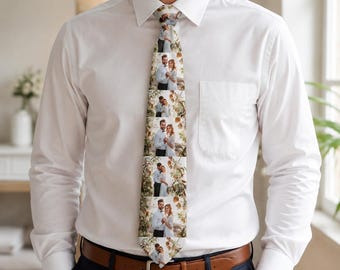 Personalized Photo Tie Custom Picture Tie, Wedding Gift For Groom, Custom Photo Necktie, Anniversary Gift For Husband, Unique Father Gift