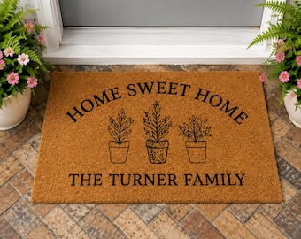 Custom Family Doormat Personalized Name Welcome Mat, Home Sweet Home Door Mat, Custom Front Porch Decor, Housewarming Gift for Family