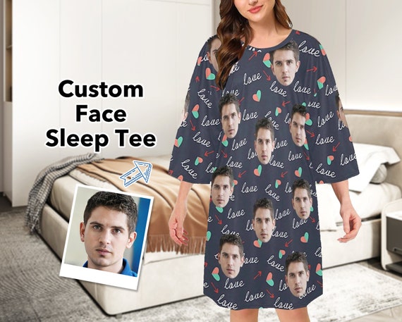 Custom Face Sleepshirt, Funny Personalized Photo Nightshirt, Womens  Sleepwear, Oversized Sleep Tee, Mom Girlfriend Gift, Christams Gifts 