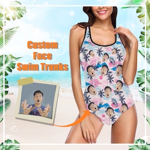 Custom Face Swimsuits, Bikini High Waisted Set, Monokini Piece Tank for Women, Personalized Bathing Suit with Picture, Beach Party Gifts
