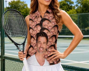 Custom Face Sleeveless Polo for Women, Personalized Sports Shirt,  Tennis Player Gift, Golf Polo Shirt, Golf Lover Gift