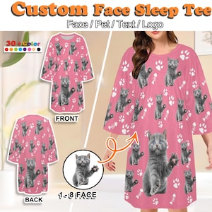 Personalisiertes Haustier Gesicht Schlaf Shirt: Personalisiertes Foto Nachthemd