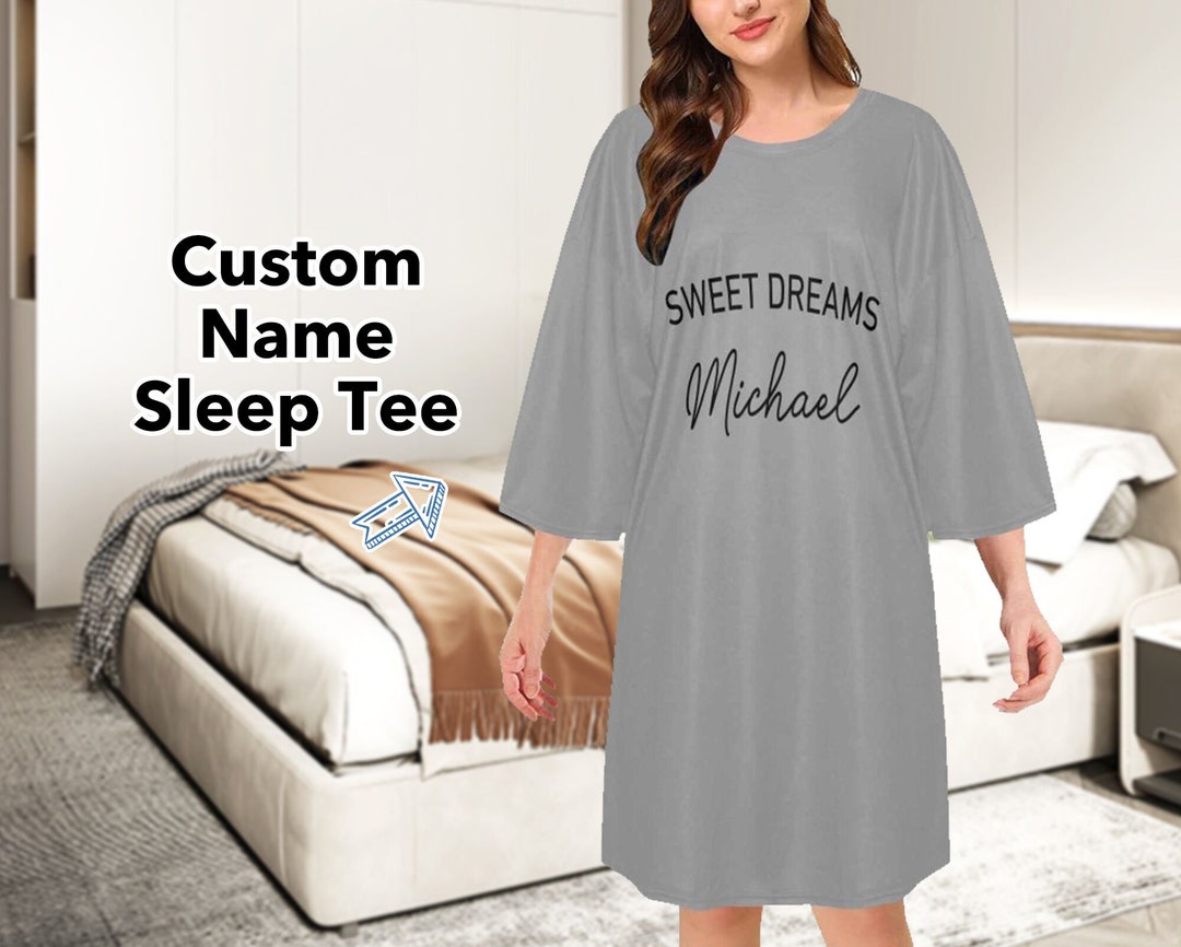 Custom Text Name Sleepshirt, Funny Personalized Nightshirt, Womens
