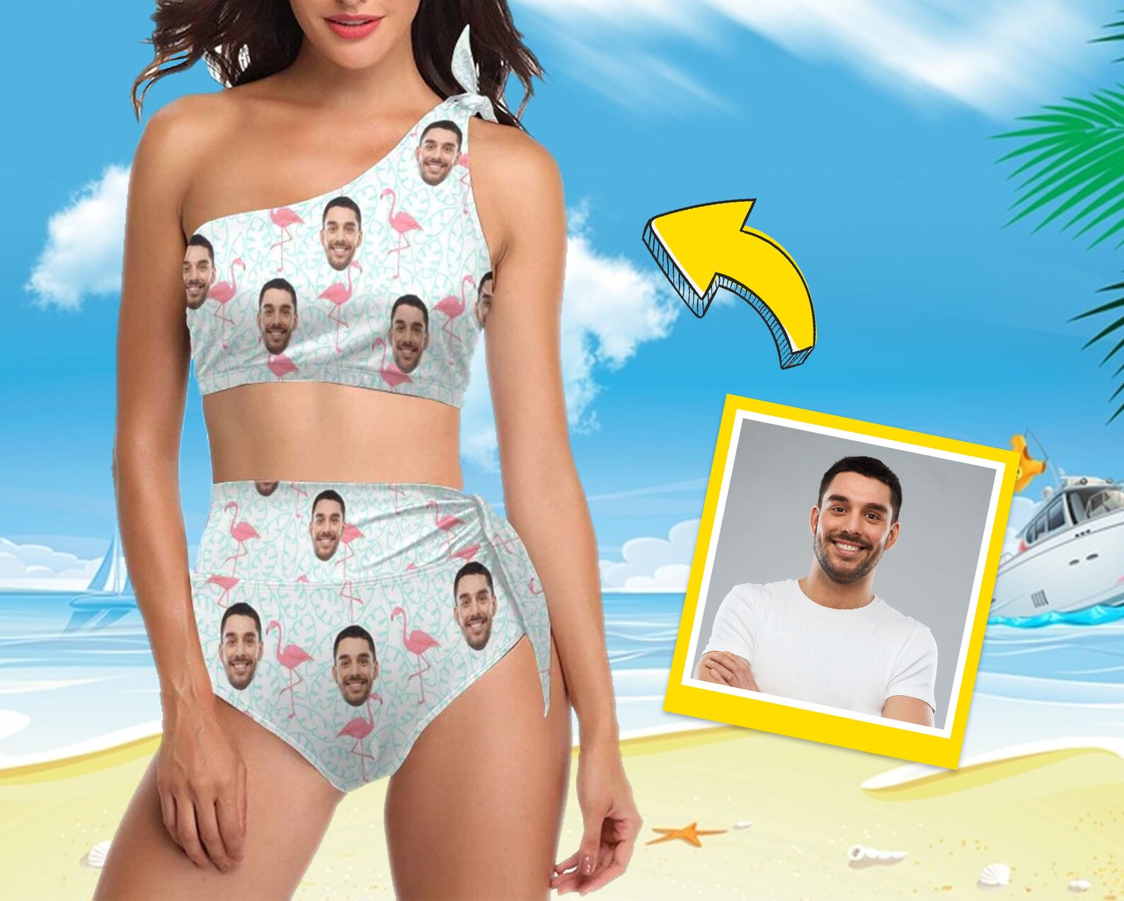 Custom Face Swimsuit Funny Bathing Suit Women's High Waist Etsy