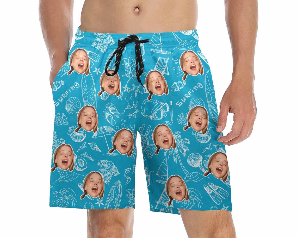mens swim trunks with face